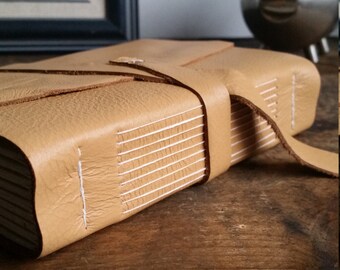 Handmade Leather Journal, Ochre Yellow 4.75 x 6 Journal by The Orange Windmill on Etsy 1816