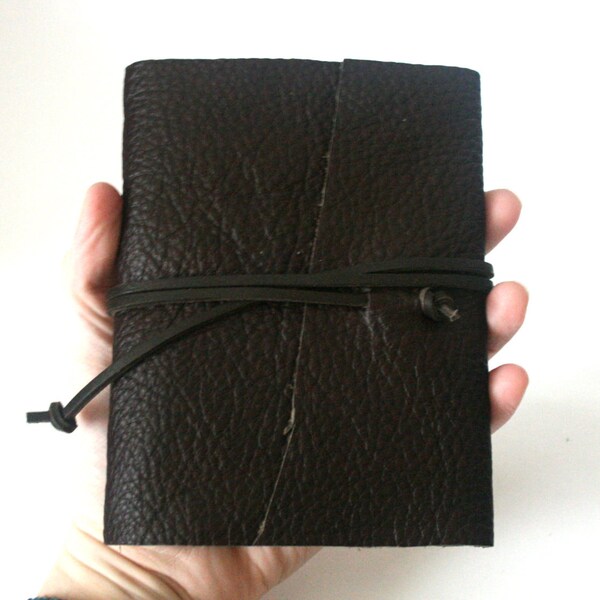 Slim Leather Journal, Dark Chocolate Brown, Hand-Bound 4.5 x 6 Journal by The Orange Windmill on Etsy