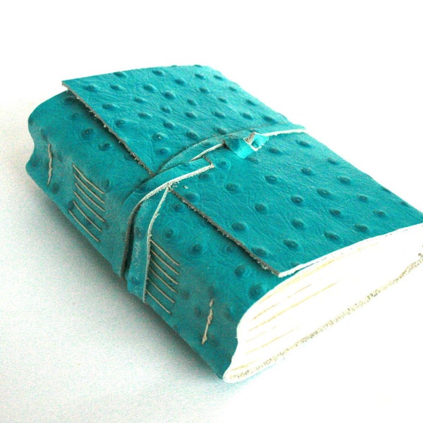 RESERVED for Christa: Leather Journal, Embossed Turquoise, Hand-Bound 4.5 x 6 Journal by The Orange Windmill on Etsy