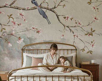 Cherry Blossom Peel and Stick Wallpaper - Chinoiserie Floral Mural