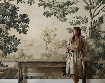 Classic European Nature Wall Mural, Botanical Scenic Peel and Stick Wallpaper