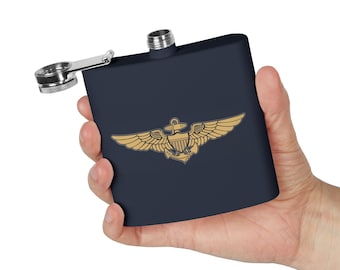 Naval and USMC Aviator Stainless Steel Flask, 6oz