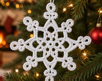 Crochet Snowflake Ornament Pattern PDF Christmas Decoration Tutorial Instant Download