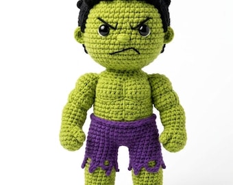 Green Superhero Crochet Pattern PDF, Muscular Amigurumi Doll Tutorial, Comic Inspired Plush
