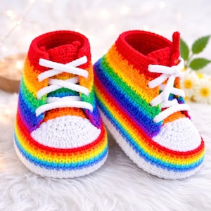 Baby Sneaker Booties Pattern PDF, Easy Beginner Shoes, 3-6 Months, Instant Download
