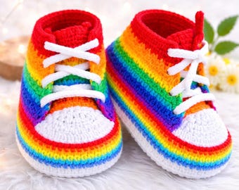 Baby Sneaker Booties Pattern PDF, Easy Beginner Shoes, 3-6 Months, Instant Download
