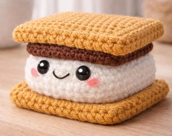 Crochet Smores Pattern PDF, Amigurumi Smore Plush, Beginner Crochet, Kawaii Food Keychain, Instant Download