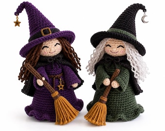 Halloween Witch Knitting Pattern PDF Plush Ornament Instant Download