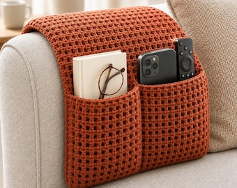 Crochet Sofa Arm Organizer Pattern, Remote Caddy PDF, Couch Pocket Storage, Digital Download
