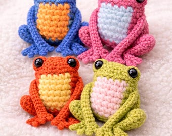 Crochet Frog Pattern PDF: Beginner Amigurumi Plush Toy with Step-by-Step Photos