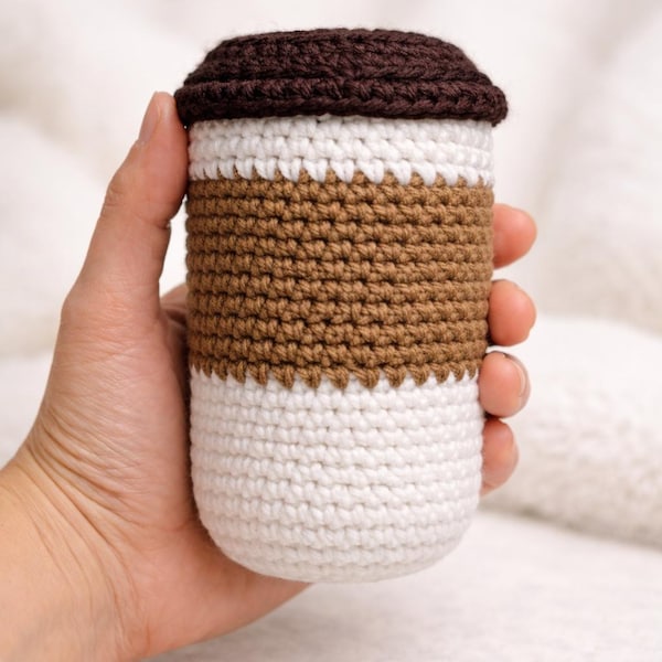 Filiżanka kawy na szydełku Amigurumi PDF, samouczek dla początkujących, pluszowe latte, filiżanka przytulna
