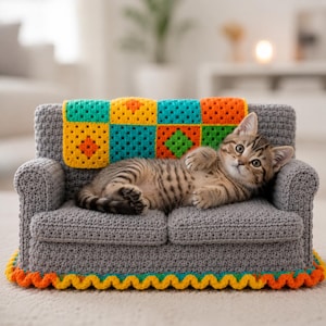 Cat Couch Pattern PDF, Mini Pet Sofa Tutorial, Furniture DIY, Instant Download