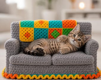 Cat Couch Pattern PDF, Mini Pet Sofa Tutorial, Furniture DIY, Instant Download