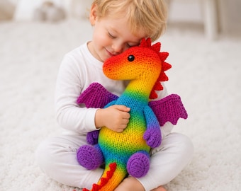 Knitted Dragon Plush Pattern PDF Cuddly Toy Tutorial Instant Downloa