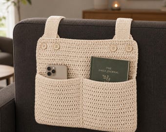 Crochet Sofa Pocket Organizer Pattern, Easy Chair Armrest Caddy PDF, Instant Download
