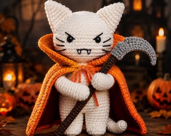 Dracula Cat Amigurumi PDF, Halloween Vampire Doll, Spooky Crochet Pattern, Instant Download