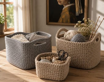 Crochet Storage Organizer PDF, Rectangular Yarn Holder Tutorial, Nursery Decor