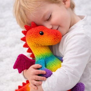 Patrón de tejido de peluche de dragón en PDF – Tutorial de juguetes de peluche, descarga instantánea