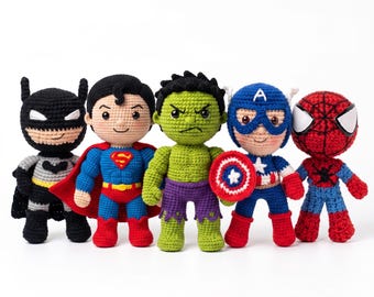 Superhero Crochet Pattern Bundle, Batman Inspired Amigurumi PDF, Crochet Doll Collection, Instant Download