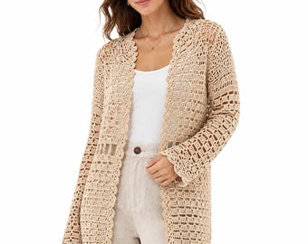 Crochet Cardigan PDF Pattern Summer Lace Boho Outerwear Tutorial