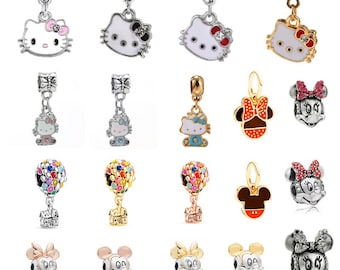 Colgante de pulsera Pandora estilo dibujos animados, dije de pulsera estilo europeo, joyería de anime hecha a mano, un regalo para ella, un lindo colgante de amistad.