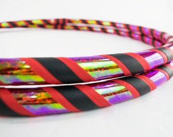 Inferno Red Holographic Collapsible Hula Hoop | Custom Adult or Children