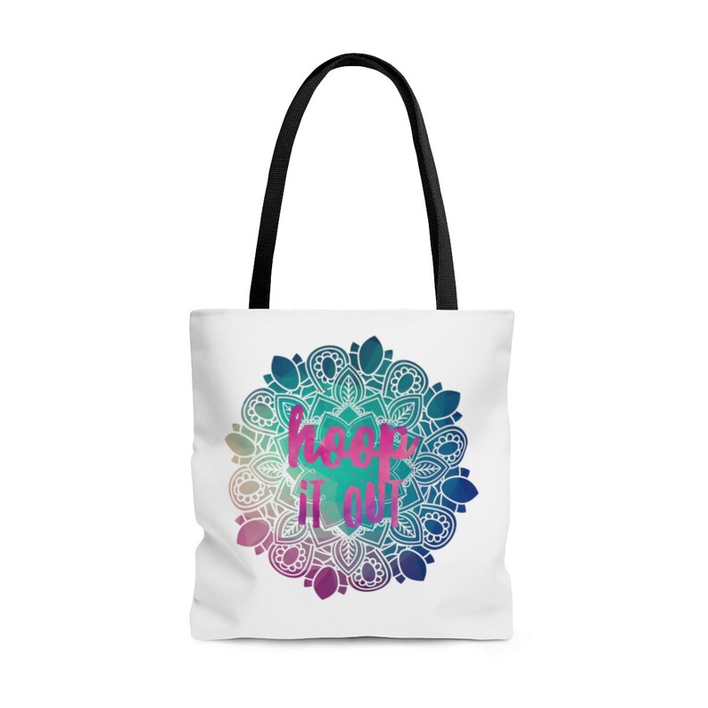 Hoop it Out Mandala Tote Bag Beach Shop Bag Hoop Dance Hipnotic Hoopla Hooper Gift Hoop Bag Hula Hoops Watercolors