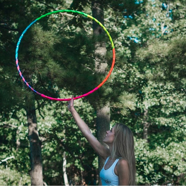Rainbow Colorblock Collapsible Hula Hoop  | Custom Adult or Kids