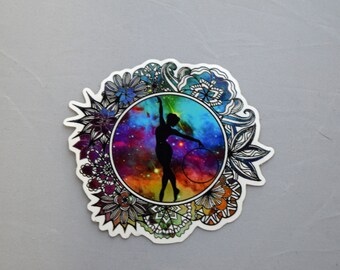 Galaxy Hoop Dancer Sticker Label Watercolor Design | Hooper | Gift | Mandala | Bumper Sticker | Laptop Decal | Weatherproof