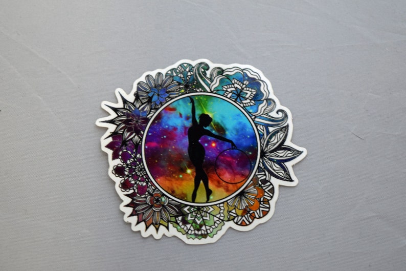 Galaxy Hoop Dancer Sticker Label Aquarelle Design Hooper cadeaux Mandala autocollant de pare-chocs Décalcomanie pour ordinateur portable Résistant aux intempéries image 1