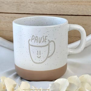 Tazza da pausa con faccina sorridente – Tazza per la pausa caffè – Tazza minimalista da ufficio – Regalo per colleghi – Regalo per una breve pausa – Tazza per la pausa caffè