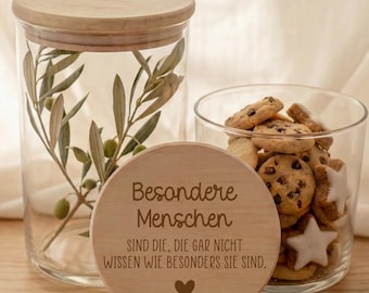 Geschenk für besondere Menschen Vorratsglas personalisiert – Liebevolles Geschenk Glas mit Gravur – Geschenkidee Freundin Mama Kollegin
