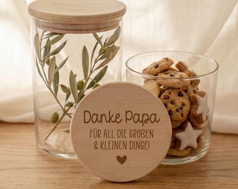 Tarro de almacenamiento personalizado para el Día del Padre – Tarro de regalo de agradecimiento para papá con grabado – Regalo para el cumpleaños y Navidad de papá