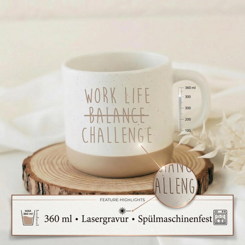 Work-Life Balance Challenge Mug – Funny Office Mug – Sarcasm Coffee Mug – Gift for Colleagues – Humorous Ceramic Mug, Colleague Mug image 3