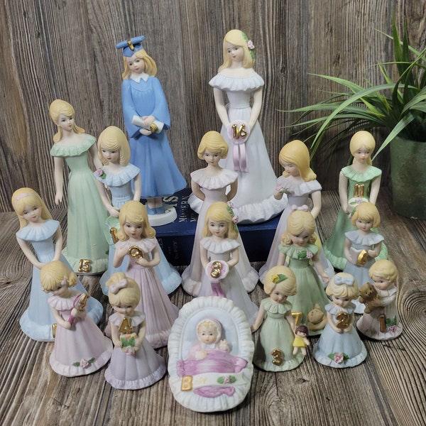 Vintage Growing Up Birthday Girls Figurines Blonde Enesco Choice