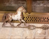 Vintage Horse, Arrow Weathervane, Tin Folk Art, Primitive Yard Decor, Farmhouse Kitchen, Rustic Cabin