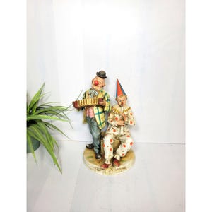 Vintage Napcoware Musician Clowns Figurine, Squeeze Box Flute, Porcellane D’Art 167