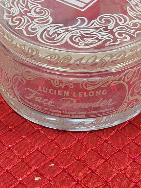 Vintage  Lucien Lelong Powder Jar, Glass Clear & … - image 5