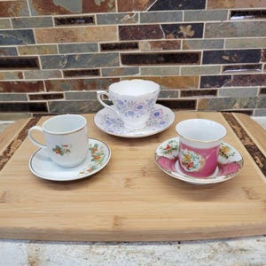 3 Vintage Avon Cup & Saucer Sets, Demitasse and Regular Size