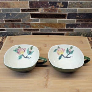 2 Vintage Red Wing Pottery, Blossom Time Coffee Cups, Mid Century Modern