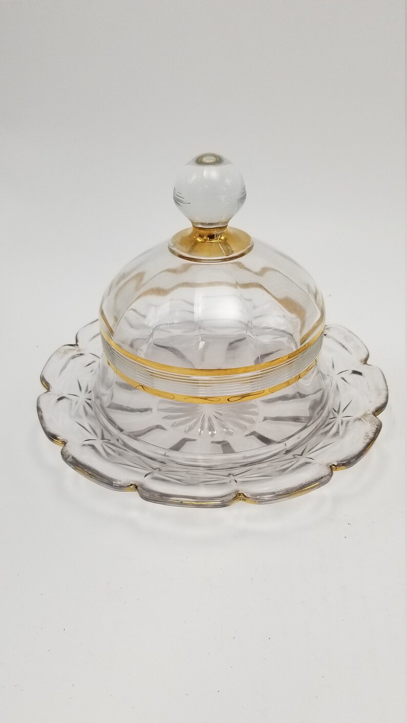 Vintage Sugar Creamer Round Butter Dish Cheese Dome Clear Etsy