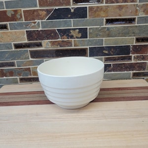 Vintage Cream Ironstone Bowl Small Beehive Ribbed Ringware USA Farmhouse Kitchen