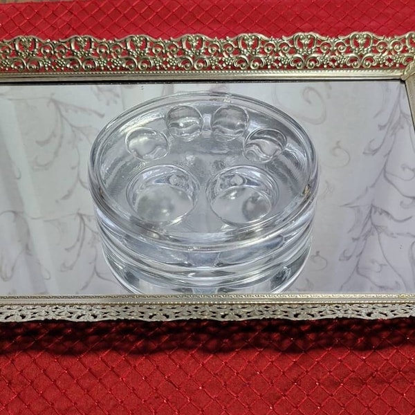 Vintage Manicure Dish, Gibbs & Co, Oval Clear Glass, Makeup Palette