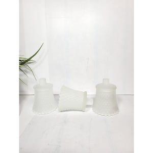 3 Vintage Votive Cups, Homco Frosted Diamond, Sconce Candle Holders Peg Style