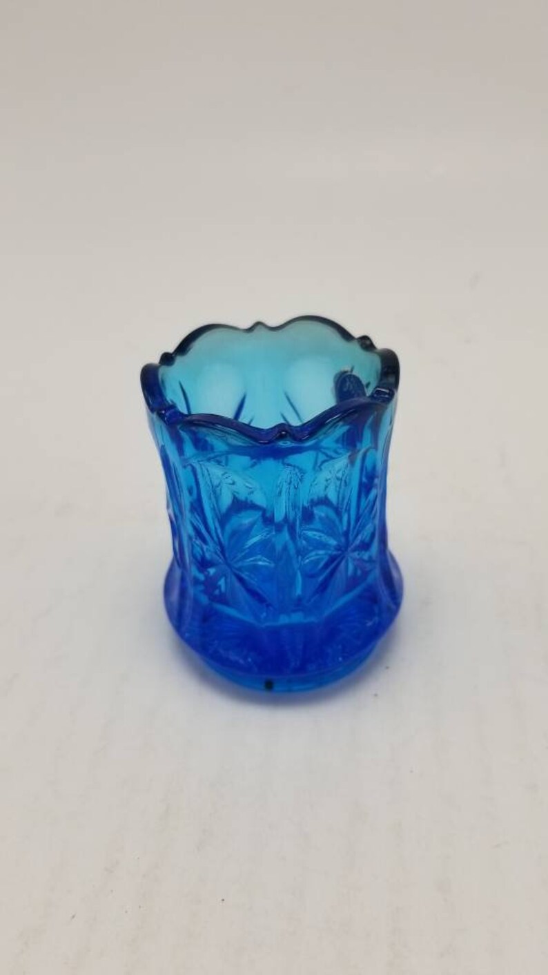 Vintage Toothpick Holder Imperial Glass Blue Starburst - Etsy