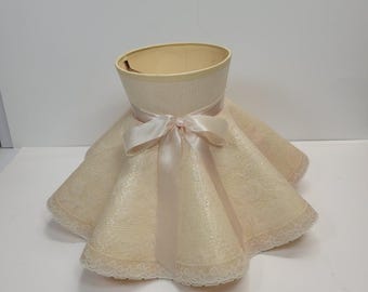 Vintage Crinoline Boudoir Lamp Shade Ruffle Lace Skirt Ribbon Bow 1950s