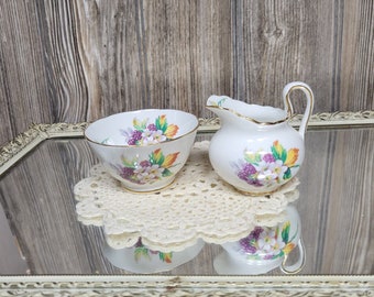 Vintage Royal Chelsea Individual Sugar Creamer, Berry/Floral, Scallop Gold