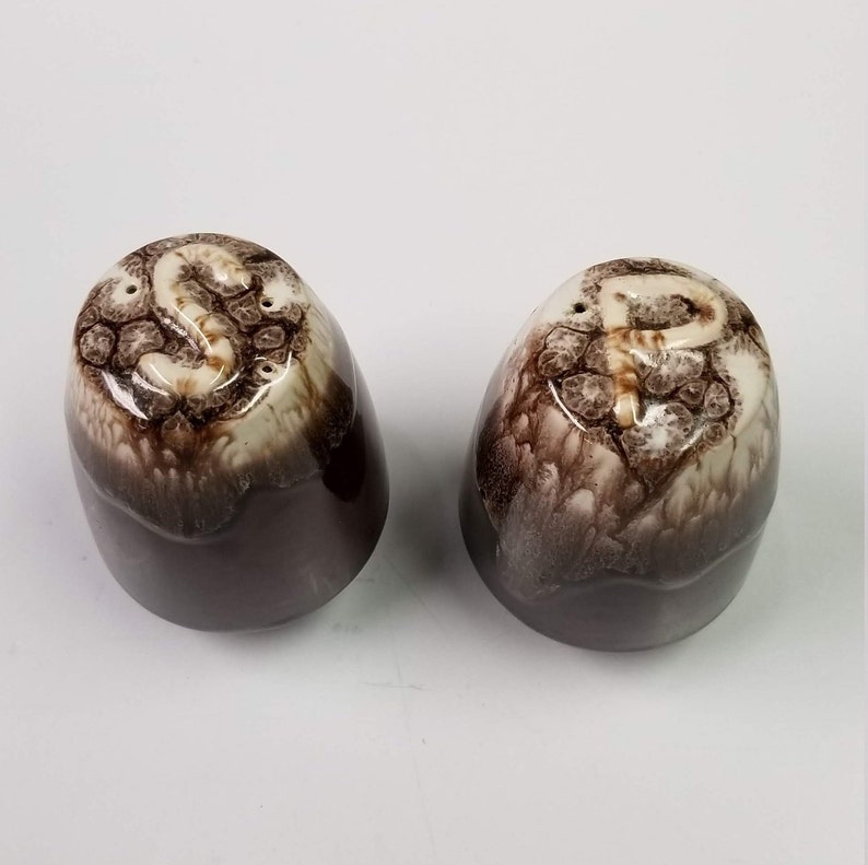 Vintage Salt Pepper Shakers Hull Brown Drip USA 4-14