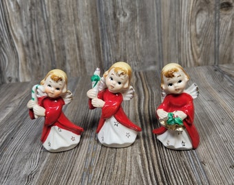 3 Vintage Christmas Angel Figurines, Japan