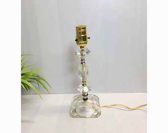 Vintage Vanity Lamp, Glass Crystal Clear Boudoir Light